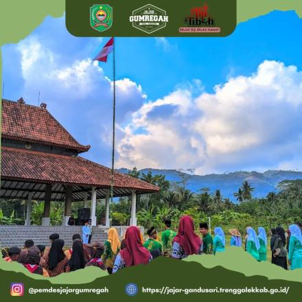 Pemerintah Desa Jajar Gelar Upacara Peringatan Kemerdekaan RI Secara Hybrid Di Dua Tempat Sekaligus